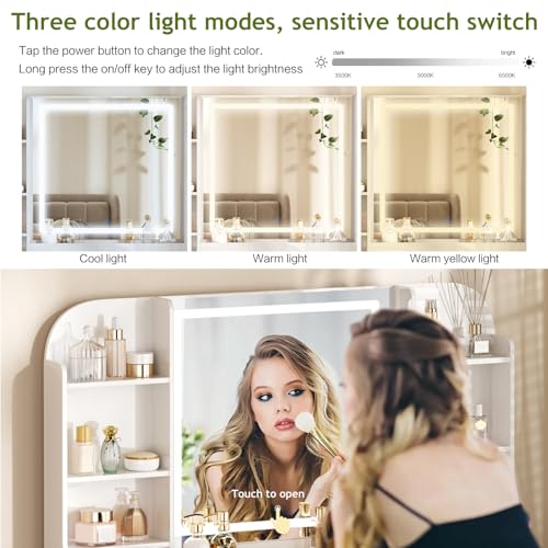 42" Black Makeup Vanity Desk with Mirror and Lights P10025