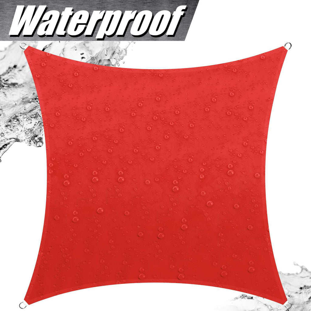 9.5' x 9.5' Red Square Waterproof Sun Shade Sail D982