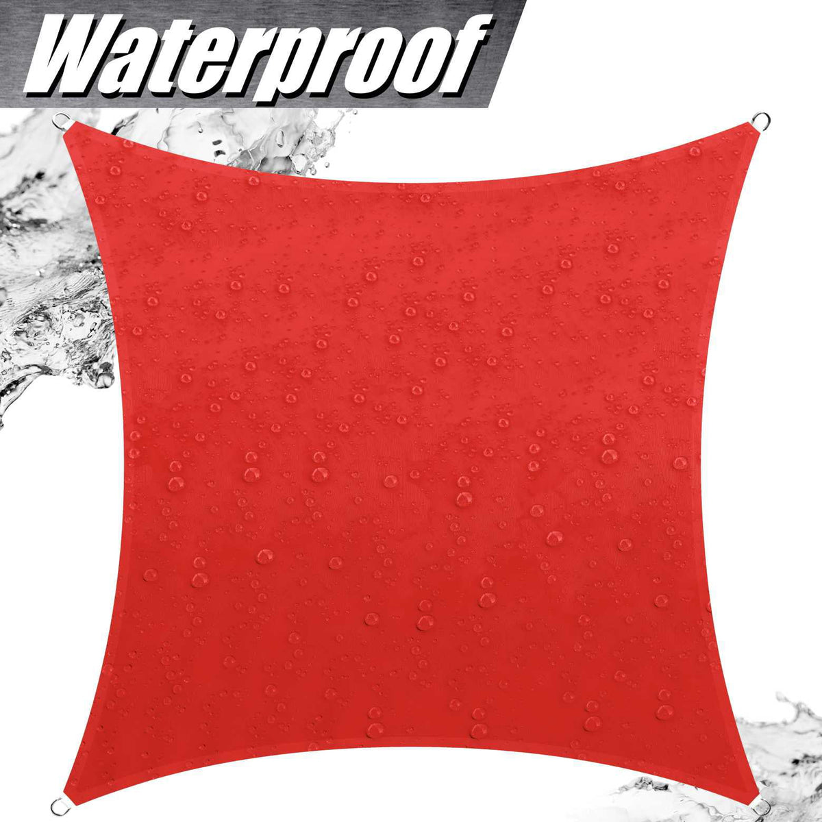 9.5' x 9.5' Red Square Waterproof Sun Shade Sail D982