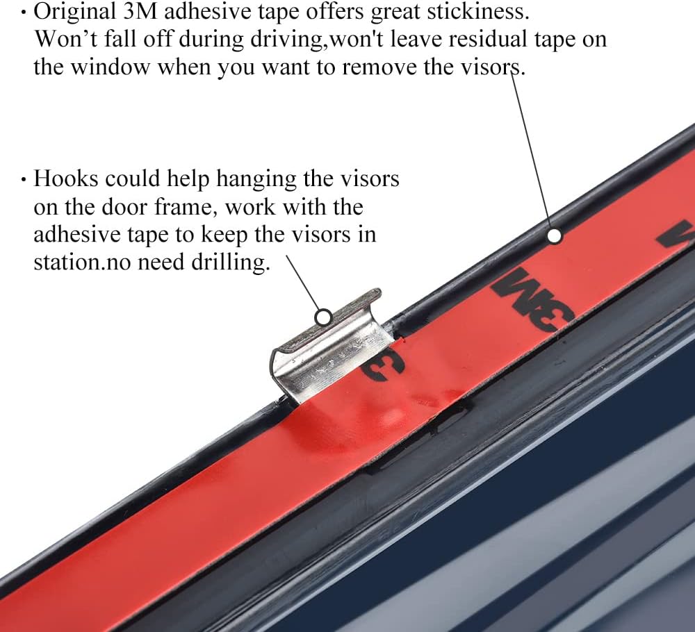 Compatible with Hyundai Tucson 2016-2021 Window Wind Deflector Rain Guard with 304 Stainless Steel Trim Pack of 2 C157570