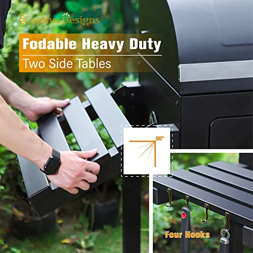 Extra Large Charcoal BBQ Grill with 2 Foldable Side Tables R7832