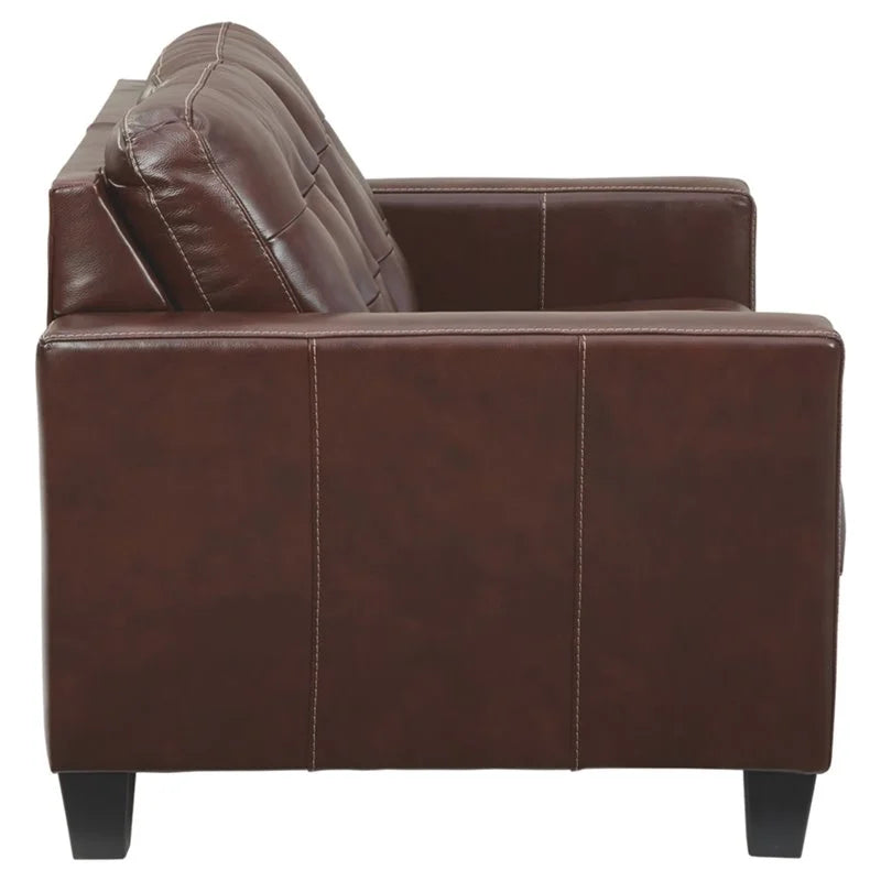 Walnut Leather Loveseat B6989