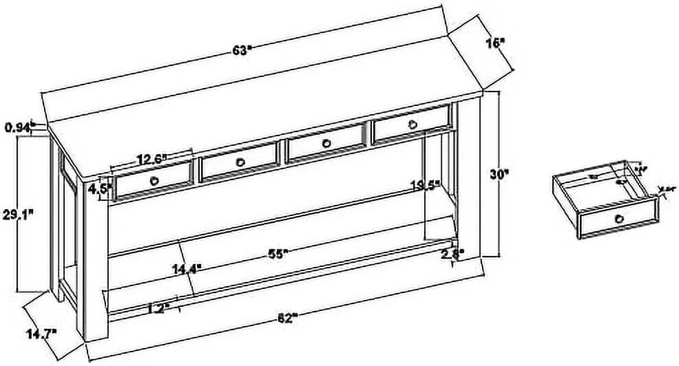 White Console Table with 4 Drawers and Shelves X760283