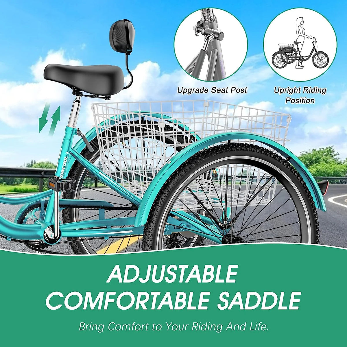 20/24/26 inch 7 Speed Adult Tricycle with Basket Z612