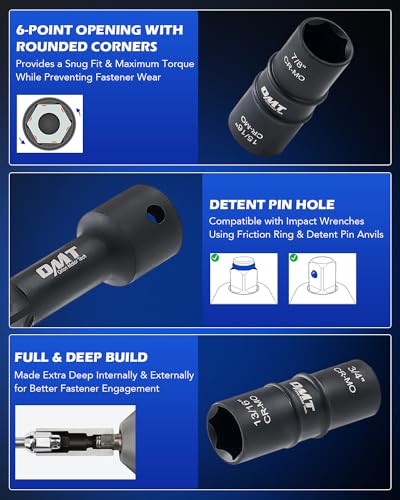 5pc 1/2" Drive Impact Flip Socket Set with Metric 17 19 21 22 mm & SAE 3/4 13/16 7/8 15/16 in. Sockets L830597