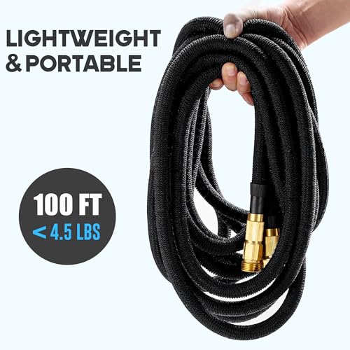 50 ft Expandable Garden Hose with 10-Function Spray Nozzle, 3/4" Solid Brass Fittings N51660