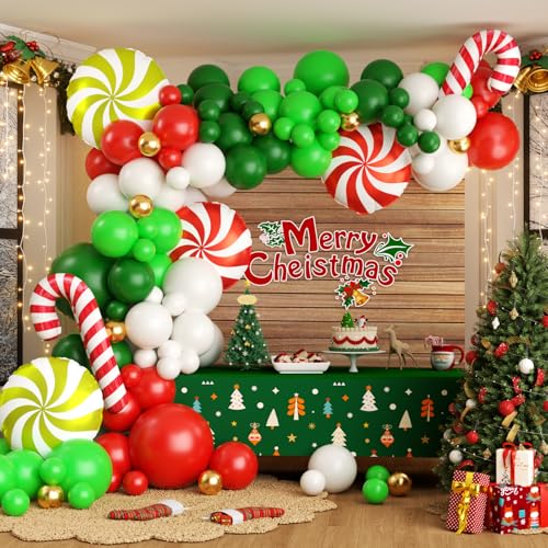 135Pcs Red Green White Gold Balloon Garland Arch Kit M19075