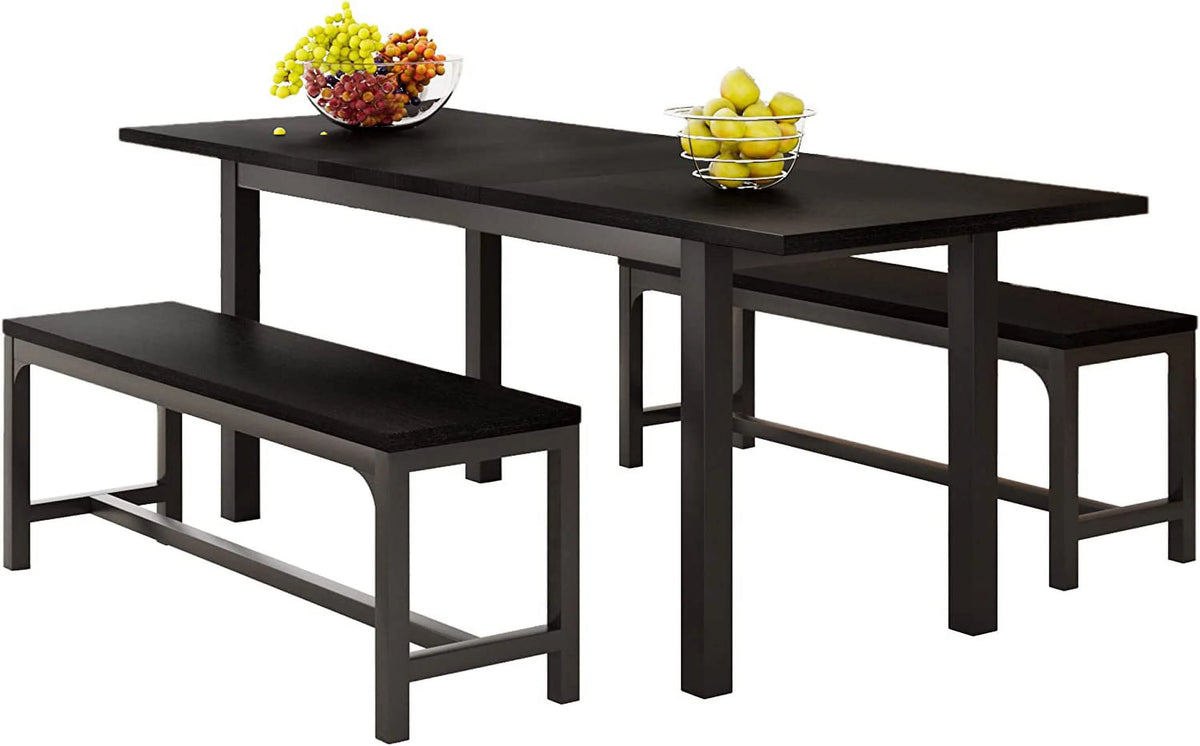 Space Saving Extendable Dining Table Set with Benches A54812