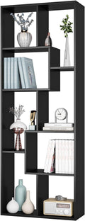 Black 8 Tier Bookcase Bookshelf TV Stand I3680