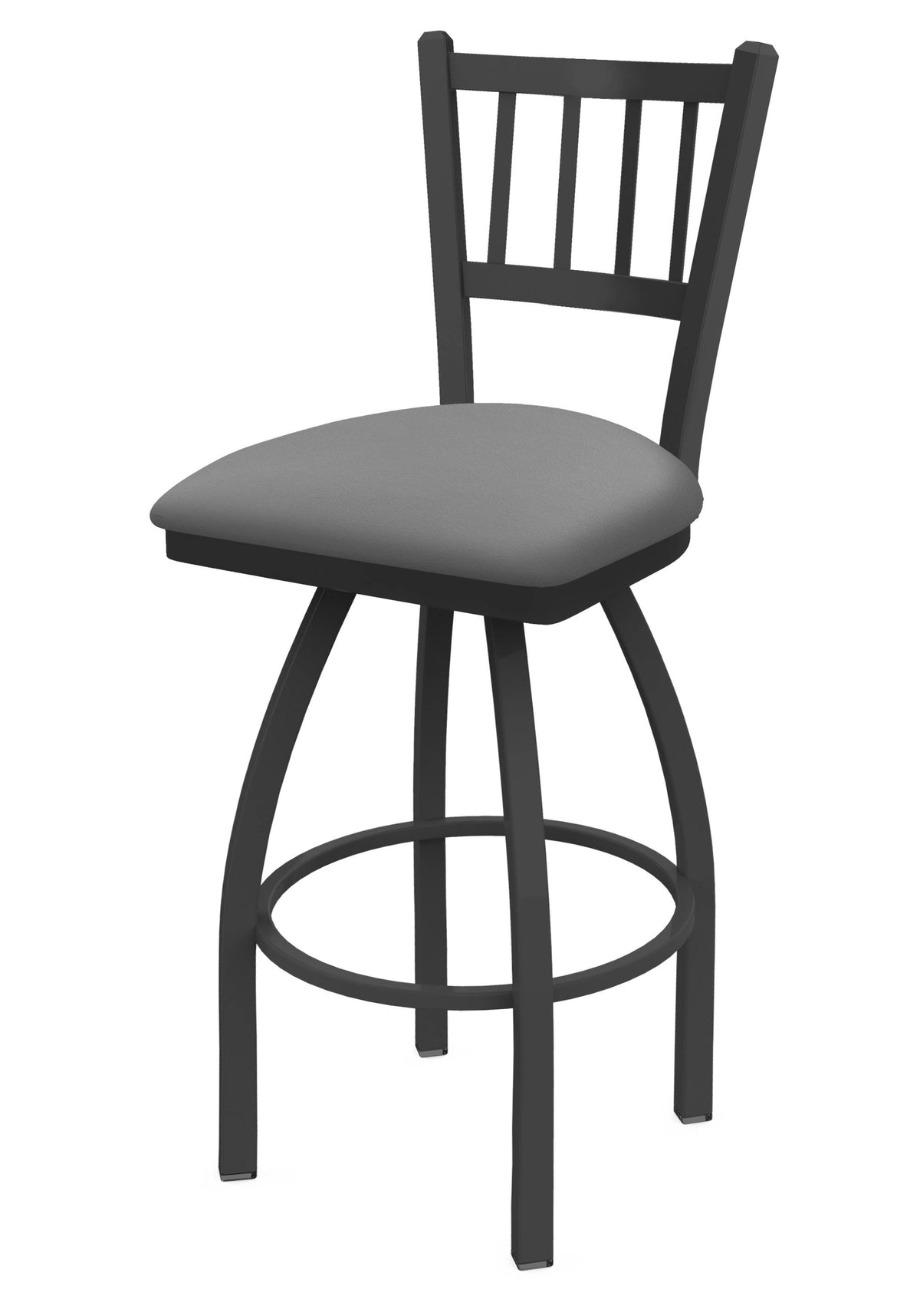Swivel Bar Stool with Pewter Finish and Folkstone Grey Seat S5878