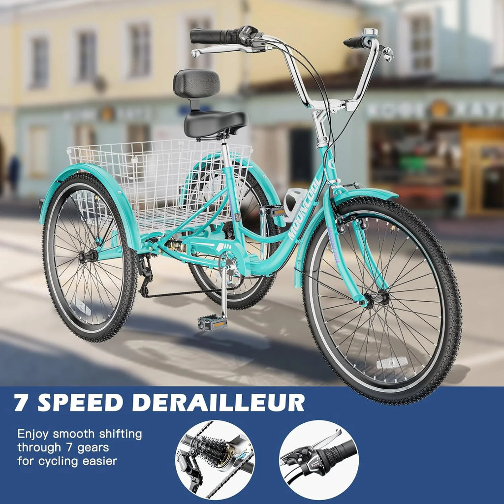 20/24/26 inch 7 Speed Adult Tricycle with Basket Z612