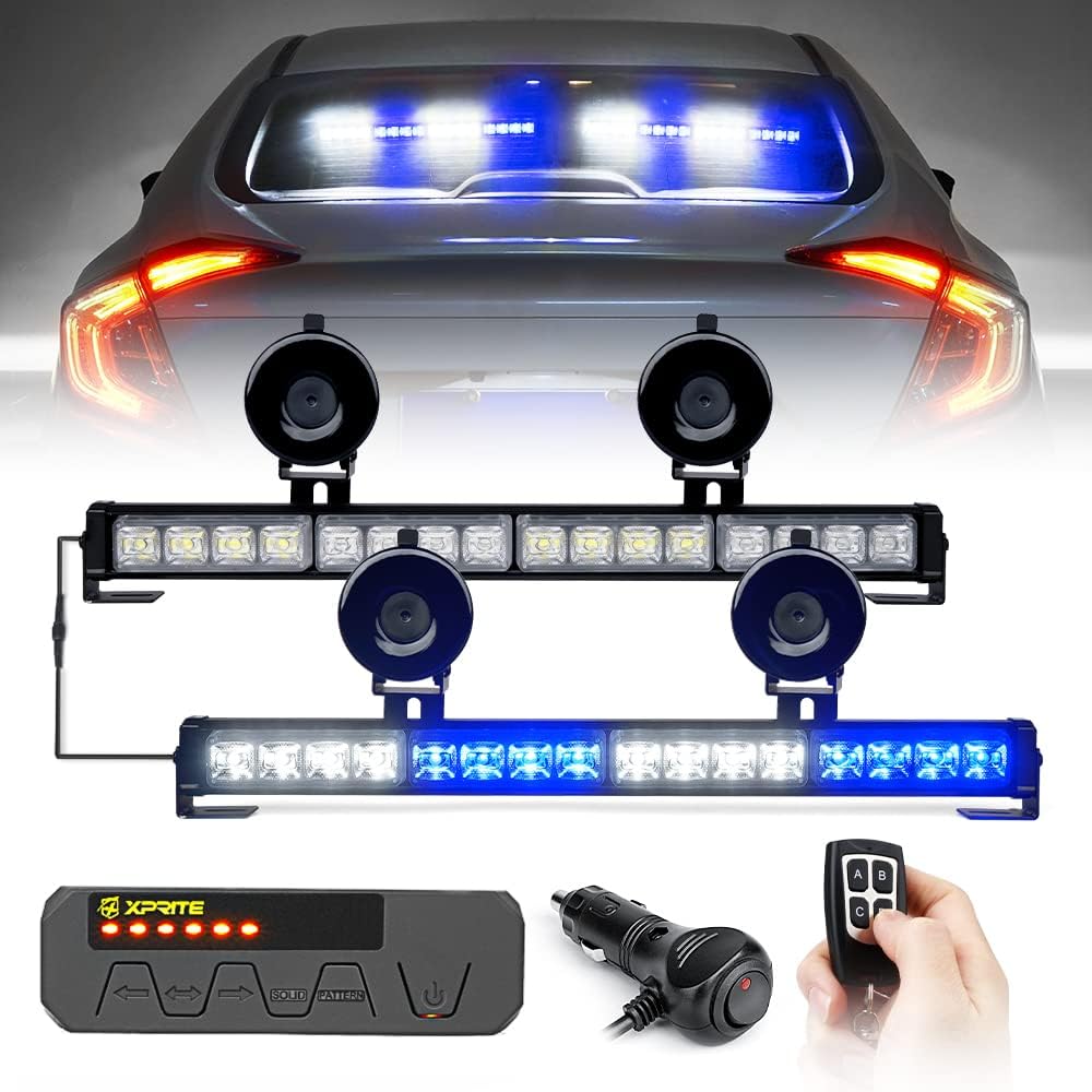 Amber LED Emergency Strobe Light Bar with Wireless Remote, Pack of 2 W7058