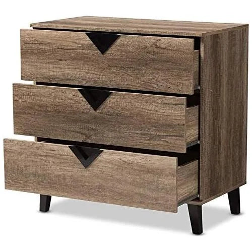 Light Brown Wood 3-Drawer Chest V303850