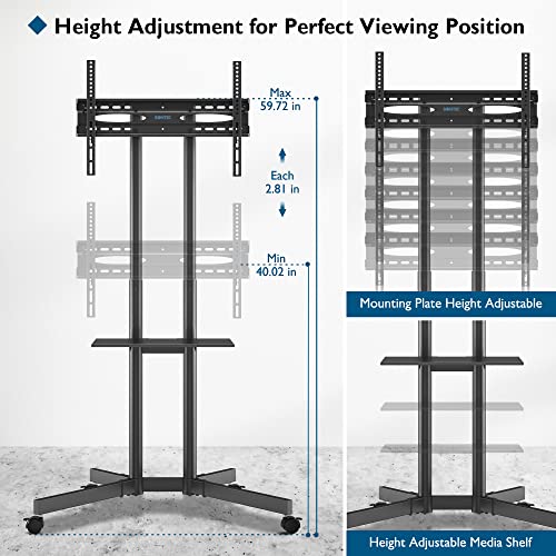 Black Mobile TV Stand with Locking Wheels E451