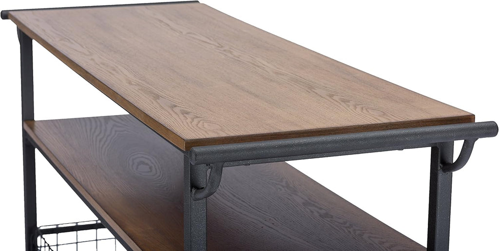 Brown Wood and Metal Kitchen Cart G692