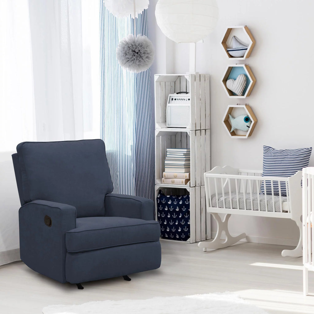 Navy Chenille Rocker Recliner Chair Q64811