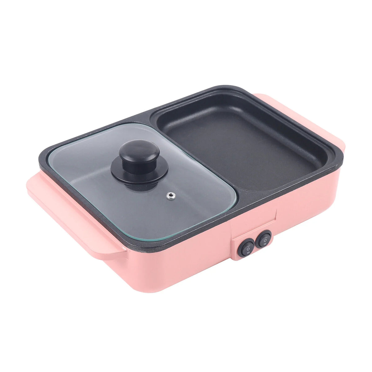 Pink Electric Hot Pot with Grill, Non-Stick Frying Pan V109