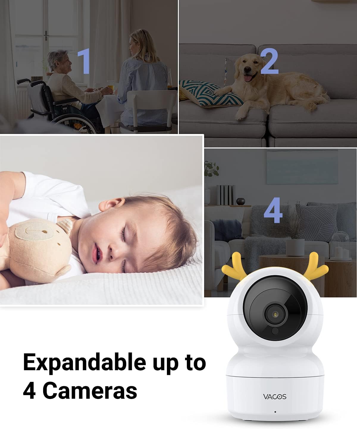 5'' Baby Monitor with Camera and Audio, Night Vision, 2-Way Audio P80754