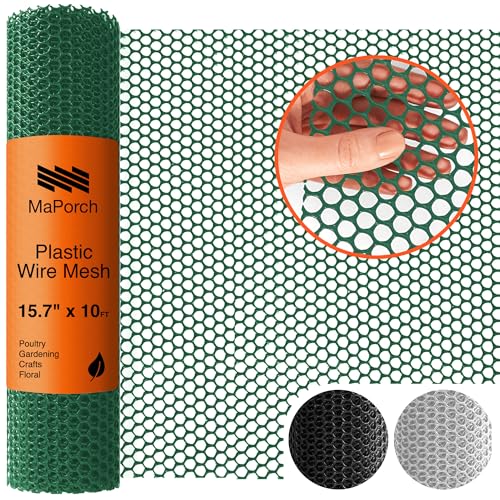 Green Plastic Wire Mesh Fence 15.7IN x 10FT Roll V464118