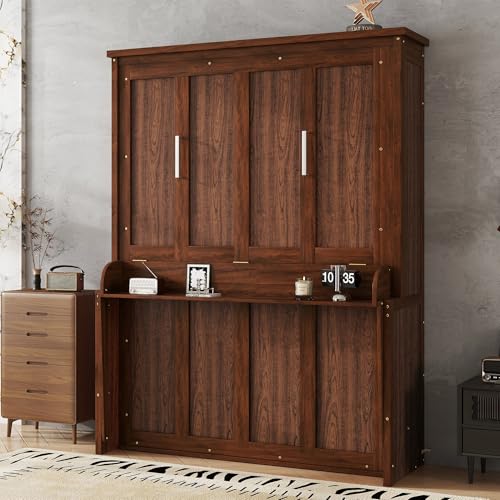 Walnut Wood Murphy Bed with Desk R6645