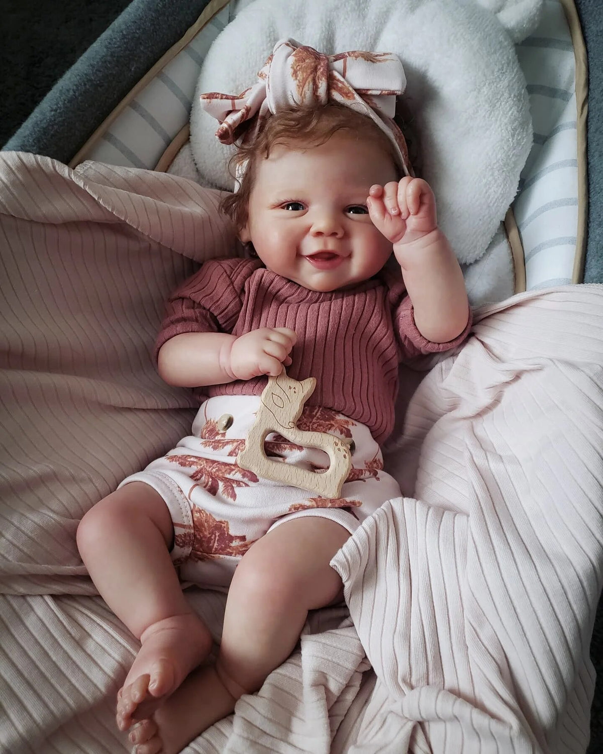 18 Inch Hand Made Painted Smile Newborn Baby Doll Toys X60498
