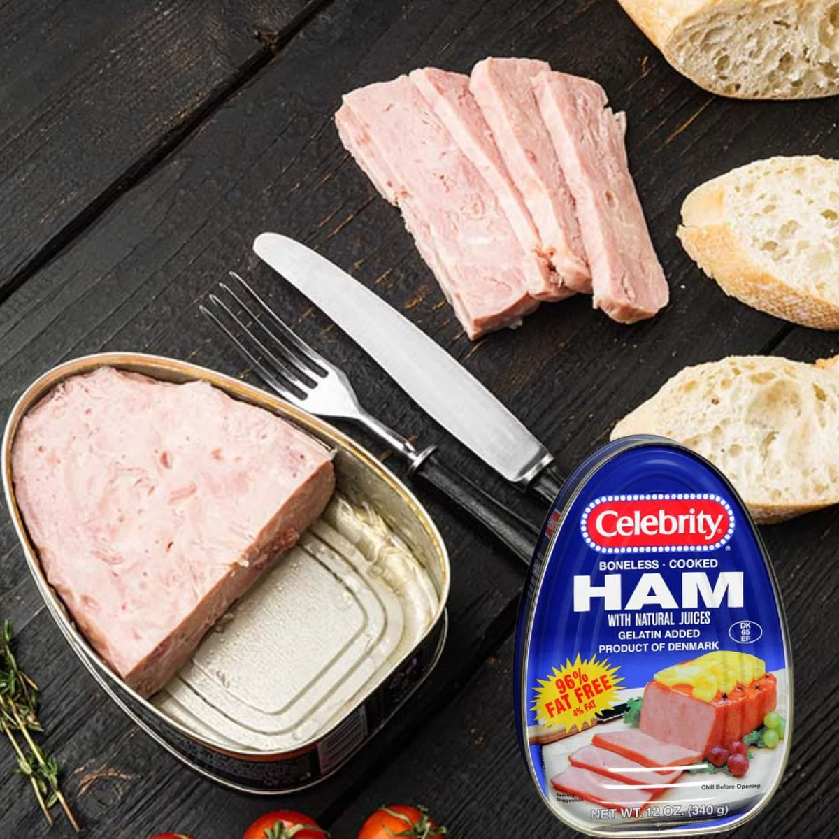 Boneless Canned Cooked Ham 96% Fat-Free No Sugar Added 12oz-2 Pack V403684