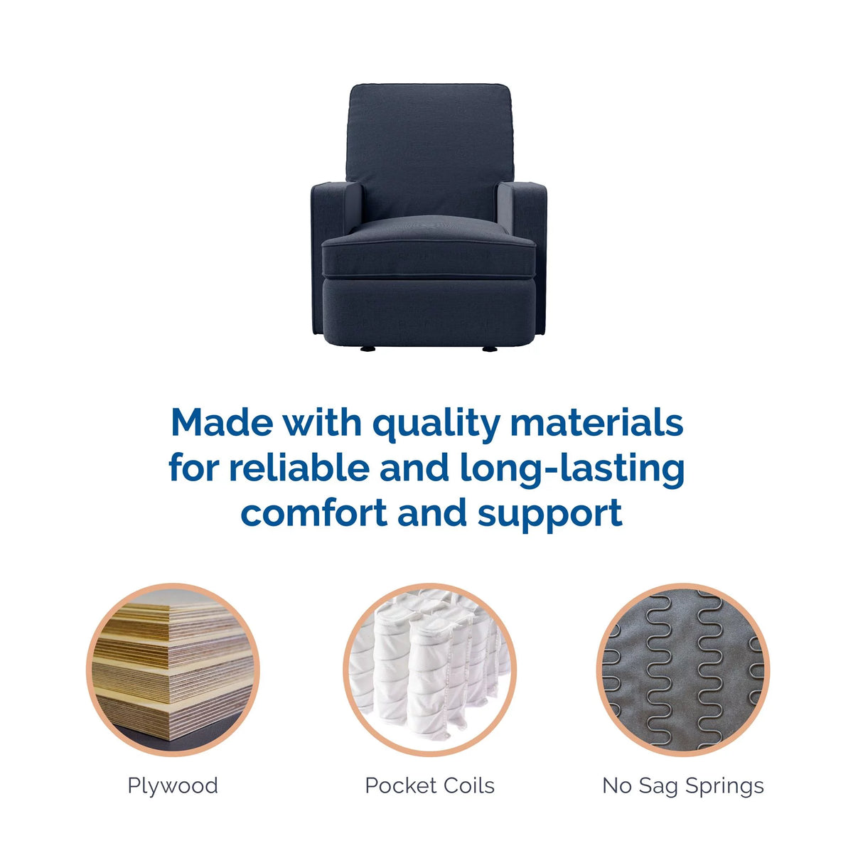 Navy Chenille Rocker Recliner Chair Q64811