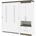 White Full Murphy Bed with Storage Cabinet J24328