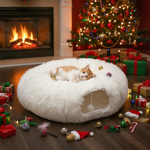 Christmas Cat Tunnel Bed with Washable Cushion Y8466
