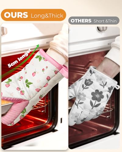 100% Cotton Mini Oven Mitts Set with Silicone Grips U618