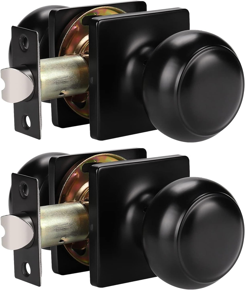 Matte Black 10 Pack Keyless Interior Door Knob Set with Square Rosette P518125