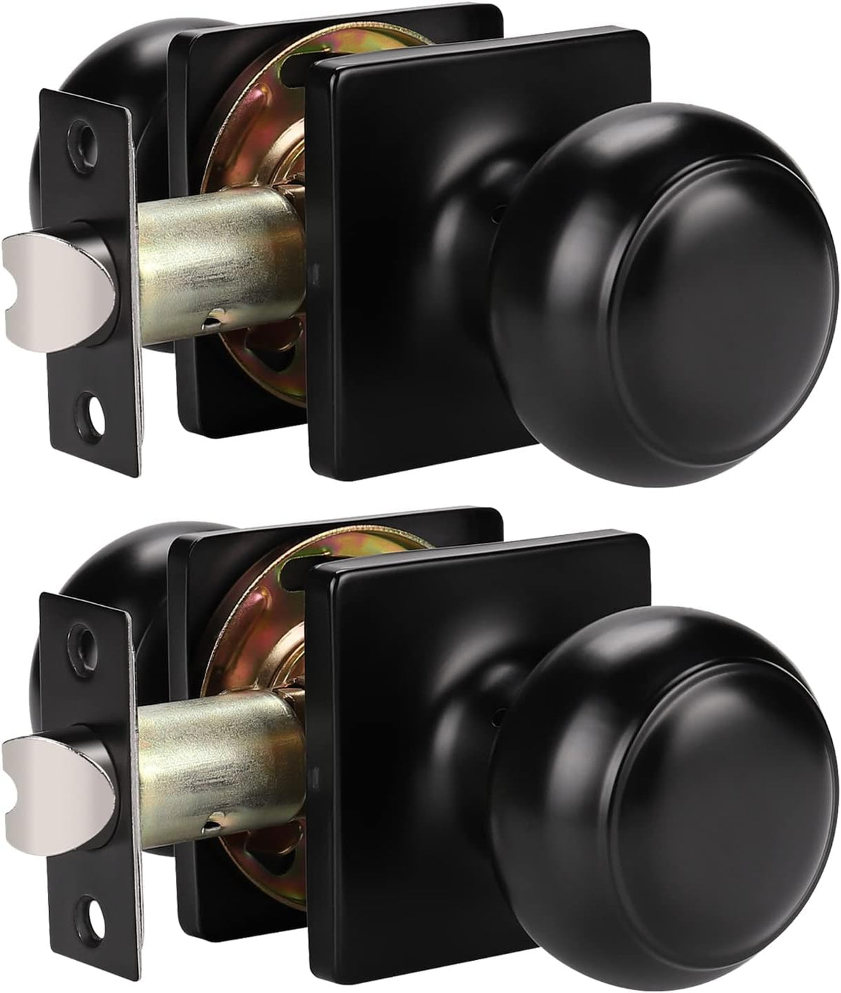 Matte Black 10 Pack Keyless Interior Door Knob Set with Square Rosette P518125