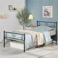 Twin Size Black Metal Platform Bed Frame with Headboard and Footboard K87188