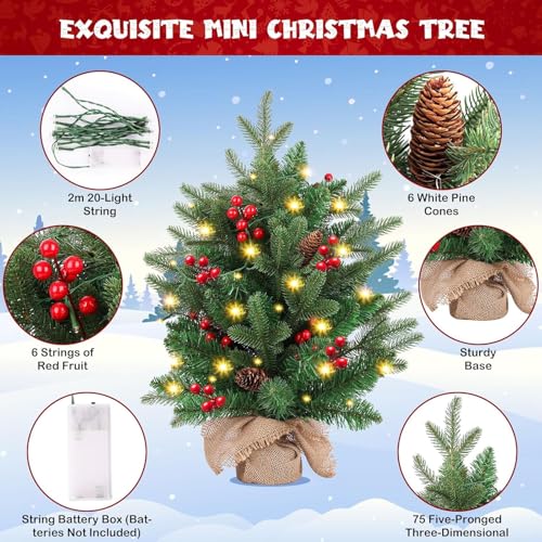 20 inch Small Christmas Tree with Lights H84077