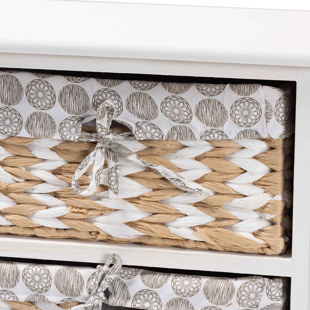 White Wood 2-Basket Storage Unit V521