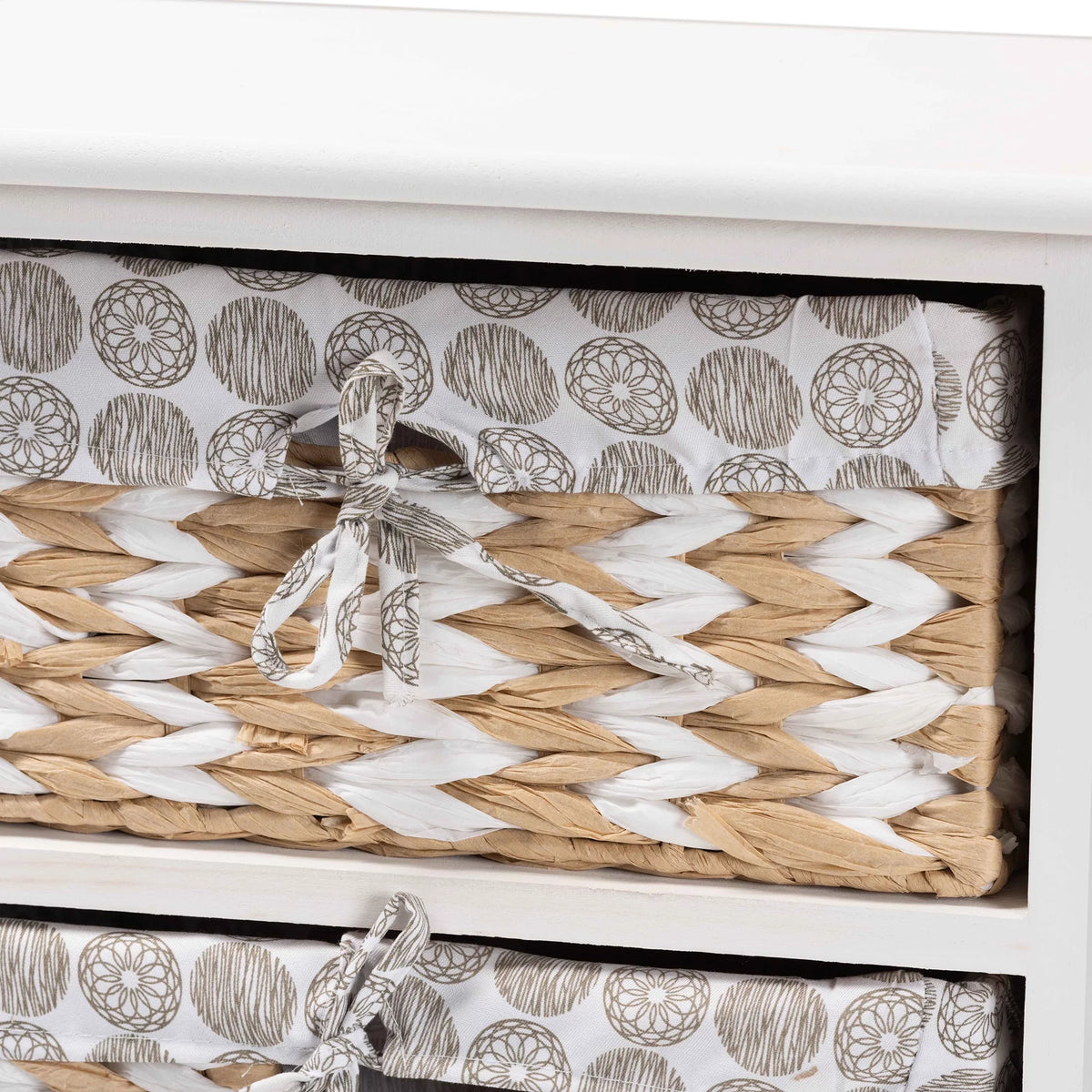 White Wood 2-Basket Storage Unit V521