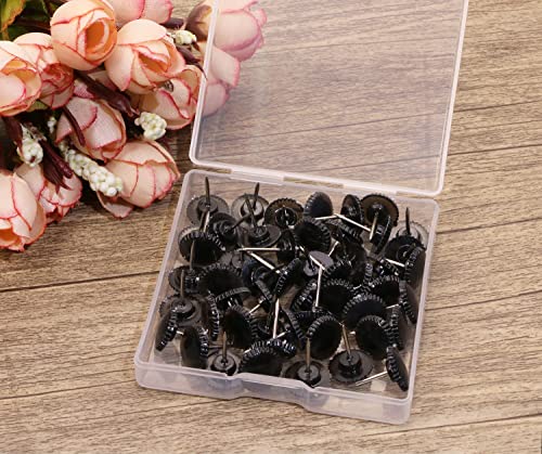 50PCS Transparent Black Flat Plastic Head Steel Point Push Pins A630