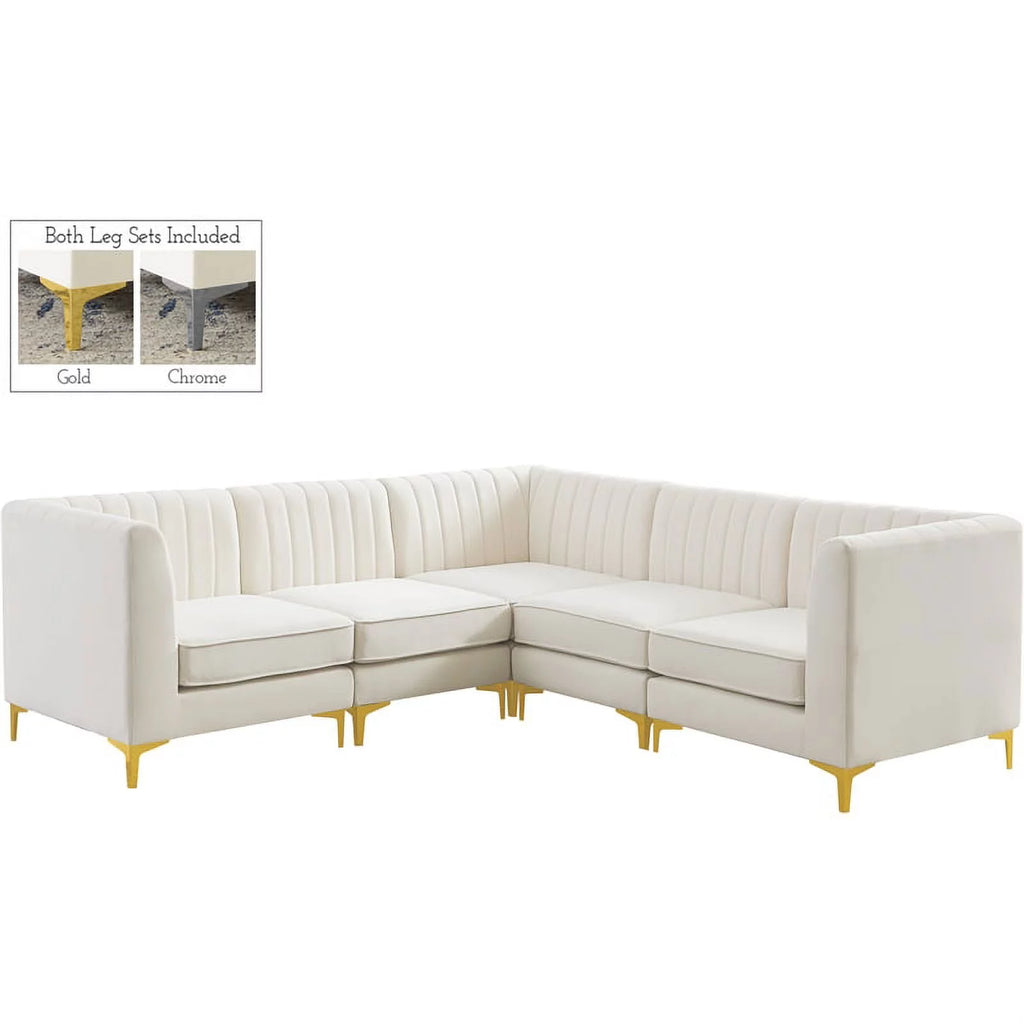 Cream Velvet Modular Sectional V260382