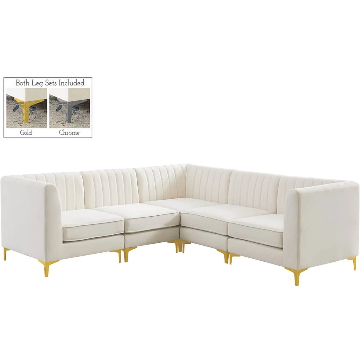 Cream Velvet Modular Sectional V260382