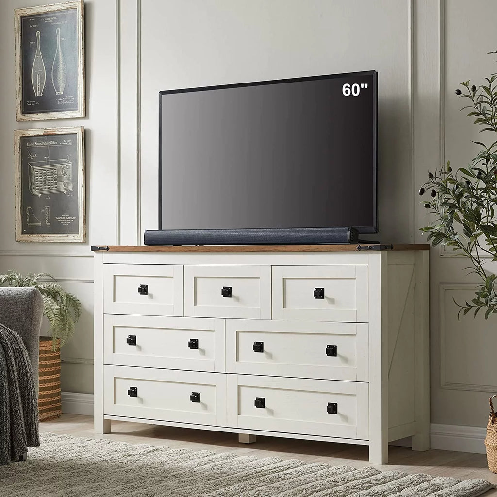 Light Rustic Oak 7 Drawer Dresser Storage Cabinet K29519