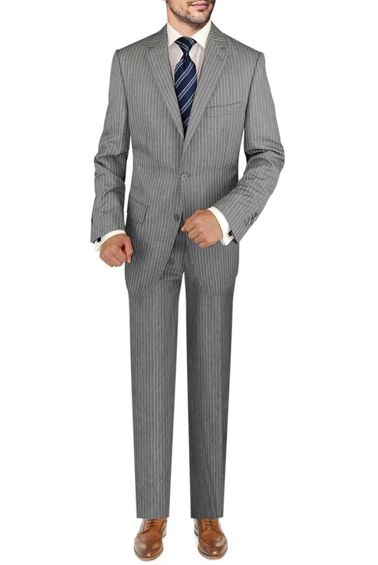 3-piece Gray Stripe Wool Suit L67969