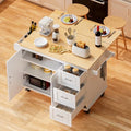 White Rolling Kitchen Island with Storage V541