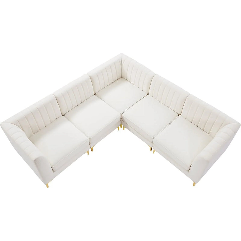 Cream Velvet Modular Sectional V260382