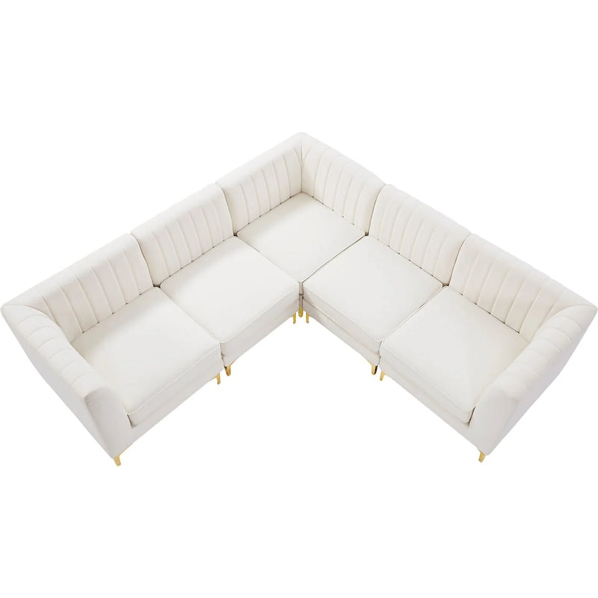 Cream Velvet Modular Sectional V260382