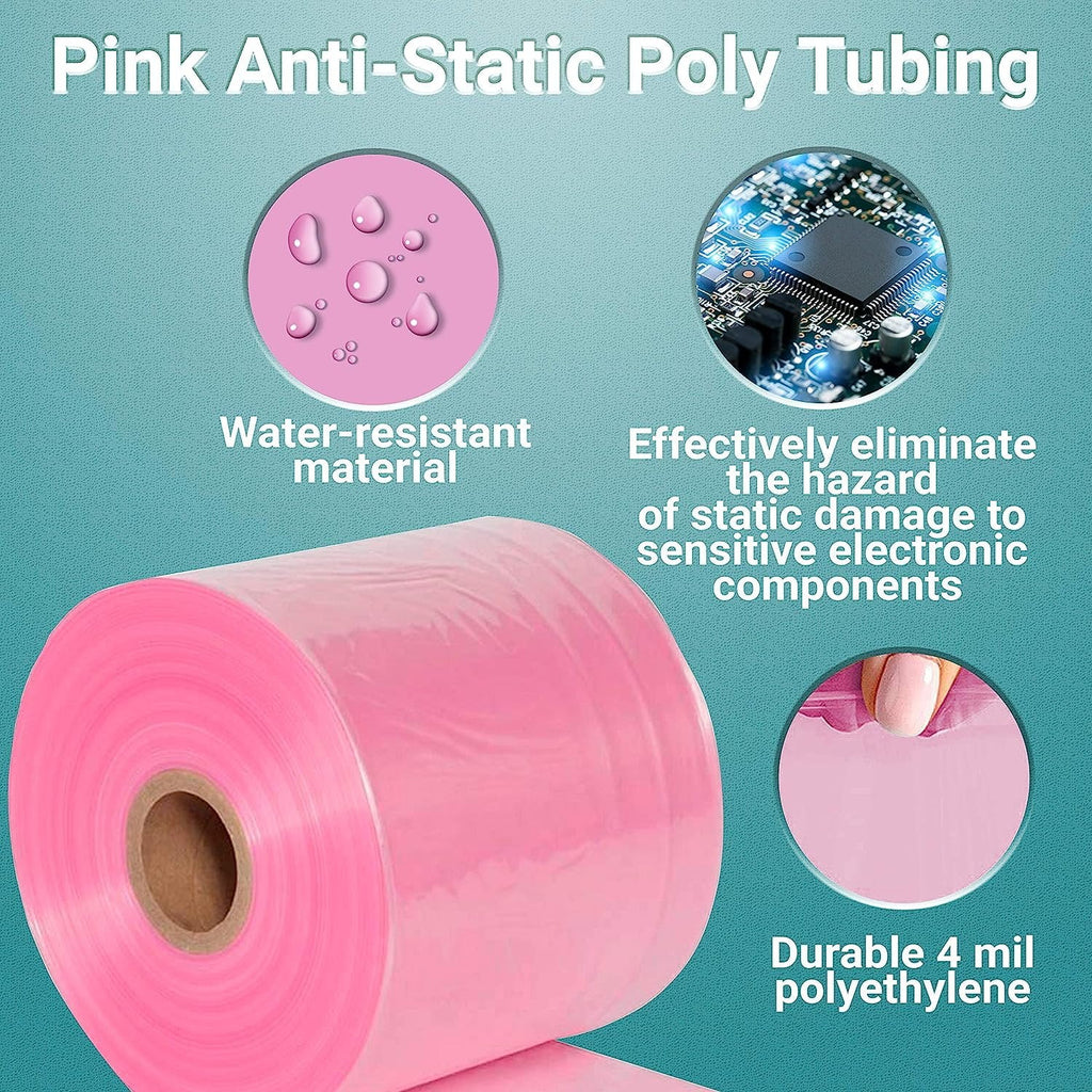 Pink Anti-Static Poly Tubing 10 X 1075 4 mil U302059