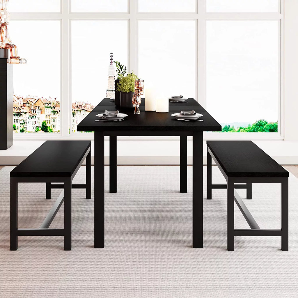 Space Saving Extendable Dining Table Set with Benches A54812