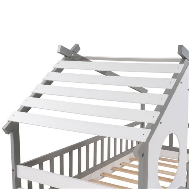 Gray Twin Over Twin Solid Wood Bunk Bed with Ladder M956