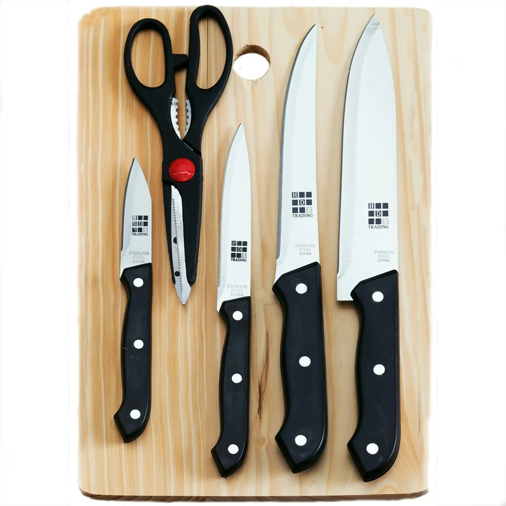 Silver Air Fryer with 5-Pieces Knife Set with Cutting Board L5597