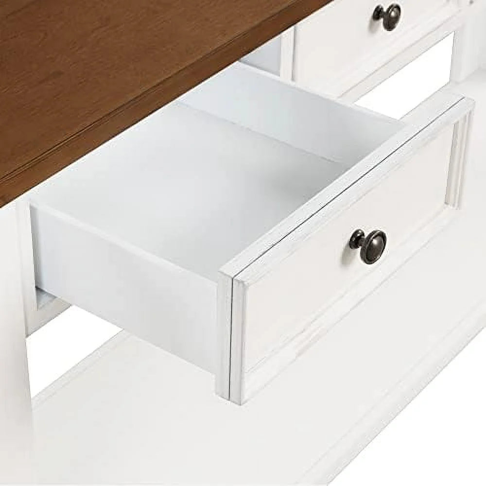 White Console Table with 4 Drawers and Shelves X760283