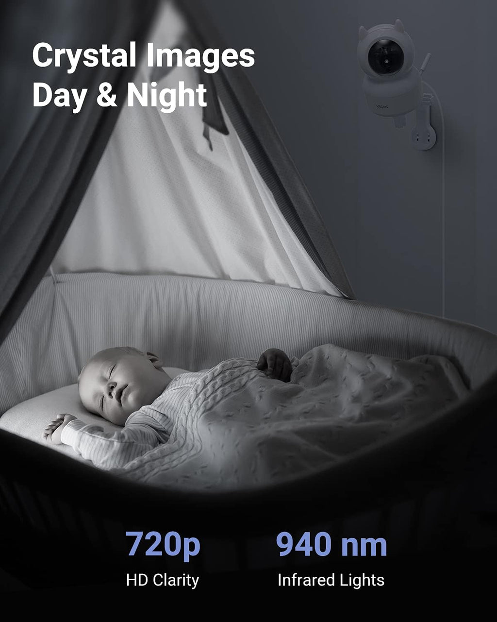 5'' Baby Monitor with Camera and Audio, Night Vision, 2-Way Audio P80754